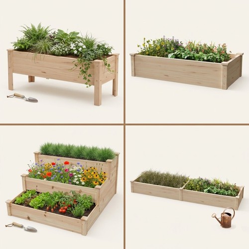 Wooden raised garden bed - garden,