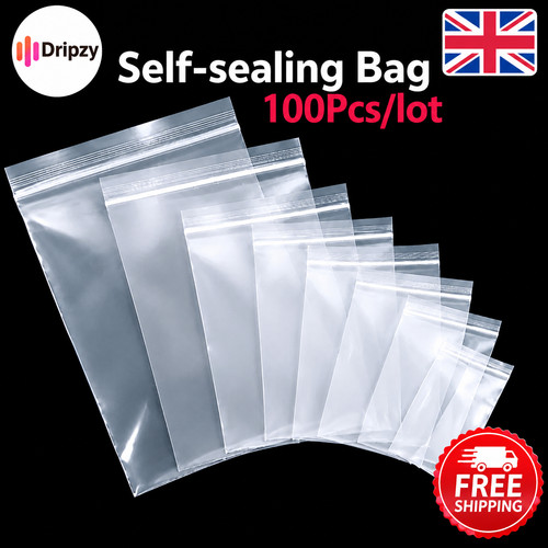 100 small clear plastic bags - clear,