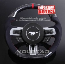 UK SELLER Genuine Carbon Alcantara D-type Steering Wheel for Ford Mustang 15-17