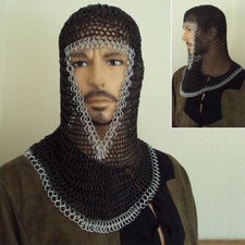 Butted Black Chainmail Coif