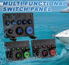 12V 24V Marine Switch Panel USB Charger Voltmeter Waterproof Boat RV Truck Car