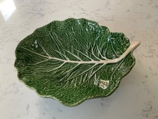  Bordallo pinheiro green cabbage leaf serving dish no chips vintage