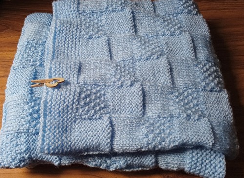 Hand knitted baby pram blanket - knitted,
