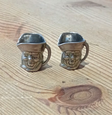 2 miniature white metal Toby Jugs pirate jugs 3.5cm tall