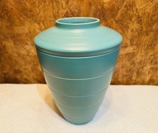 Art Deco Keith Murray Wedgwood Green Glaze Ribbed Shoulder Vase 1930’s Rare VGC