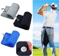 Large 24"x16" Golf Towel TRI-FOLD Golf Towel Golf Towel +CARABINER CLIP