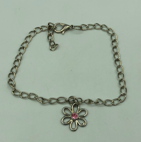 Flower charm bracelet silver - flower,