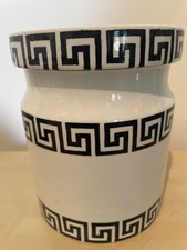 Vintage Portmeirion Greek Key Sugar Jar/Cannister & Lid. Black & White. 1960s.