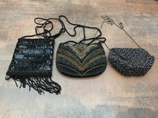 Bundle X3 Ladies Black Beaded Evening/Party Shoulder Bags 