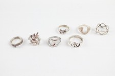 Sterling Silver Rings Horse Shoe Foliate Swirl Statement x 7 (31g)