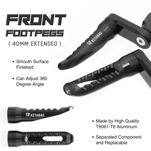 Black ranger front foot pegs - front,