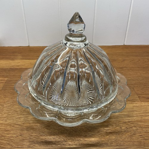 Vintage clear glass domed - glass,