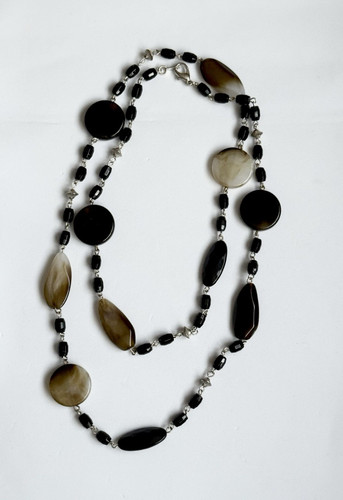 Glass beaded necklace black - glass,