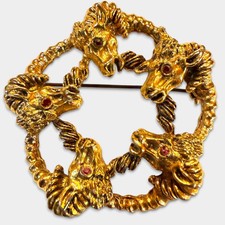 Vintage Gold Tone Rams Head