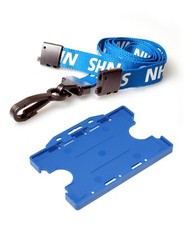 NHS Lanyard Blue & Double Side Badge Holder With Safety Breakaway Clip