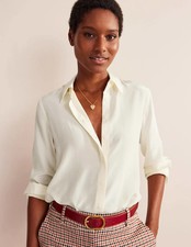BODEN NWT Sienna Silk Shirt - UK 14 R - Ivory - rrp £119 BNIB