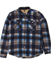 EDDIE BAUER Boys Lumberjack Flannel Shirt 14-15 Years Navy Blue Check AS10