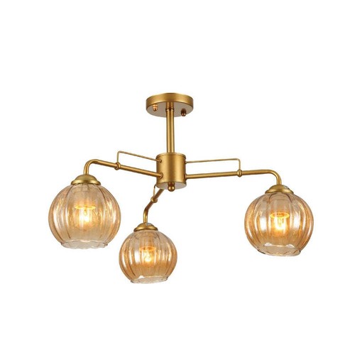 Amber reeded globe glass - amber,
