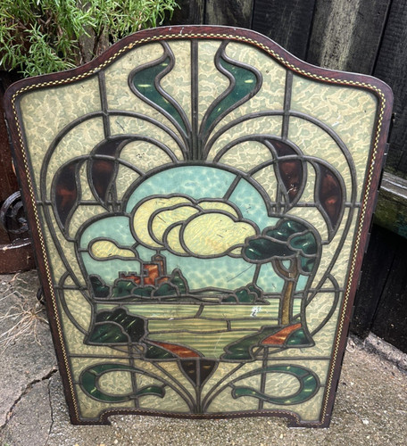 Tin firescreen antique - firescreen,