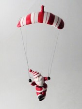 Hanging Santa with Red & White Parachute