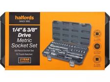 Halfords 50 Piece 1/4" & 3/8" Drive Metric 72 tooth ratchet Socket Set