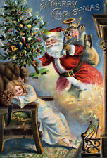 AD41 Vintage Victorian Father Christmas Santa Clause Poster Re-Print A4 