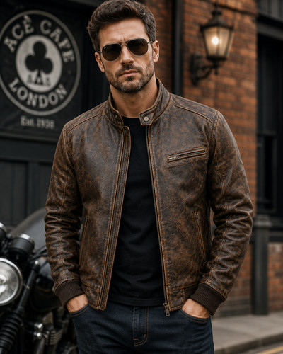 Men distressed brown leather - men's,