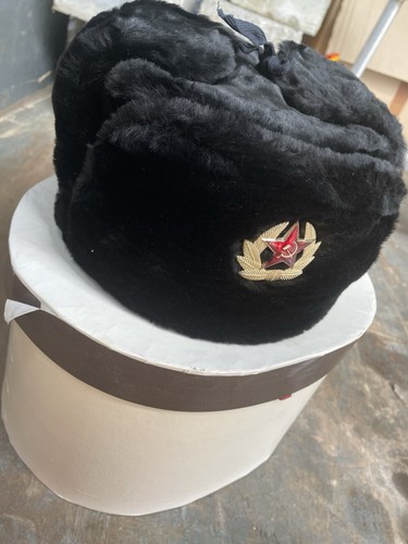 Ussr black fur ushanka hat - ussr,