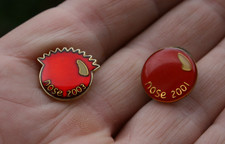 Vintage 2001 and 2001 Red NOSE Enamel Pin Badges