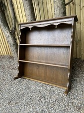 Vintage Wood Bros Oak Bookcase Carved Old Charm Country Dresser Top Shelving