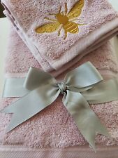 Manchester Bee Embroidered Blush Pink Hand Towel & Flannel Gift Set Mothers Day