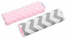 Dimple Belt Cover Car Seat Pram Pad Shoulder Soft Strap 2pc Pink/ Zig Zag
