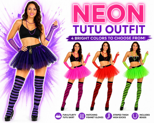 Neon 80s fancy dress costume - 80s,