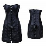 BLACK FAUX LEATHER CORSET/BASQUE DRESS  - FREE P+P