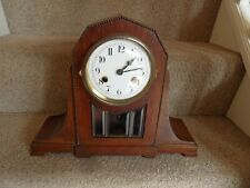 Edwardian French? Oak Cased Mantel Clock w/Beveled Glass Panels