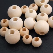 Natural Wood Large Hole Wooden Beads 10-40mm For Macrame European Charms Crafts