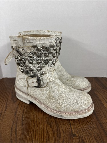 Ash titanic leather stud moto - leather,