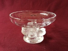 LALIQUE SIGNED "NOGENTS" 4 BIRD PEDESTAL BOWL IN SUPERB CONDITION & LABELLED