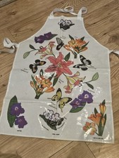 Irish Cabin Wildflowers Butterflies 100% Cotton PVC Coated Full Length Apron GC