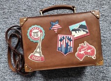 Yoshi brown/multi genuine leather bag, exc cond!