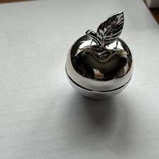 Vintage Avon Treasured Fruit Moonwind Silver Apple Crème Parfumee Pot Collector