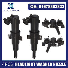 4 Pcs Front Left Right Headlight Washer Jet for BMW 323Ci with Nozzle Black