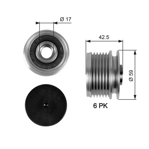 Alternator freewheel clutch - alternator,