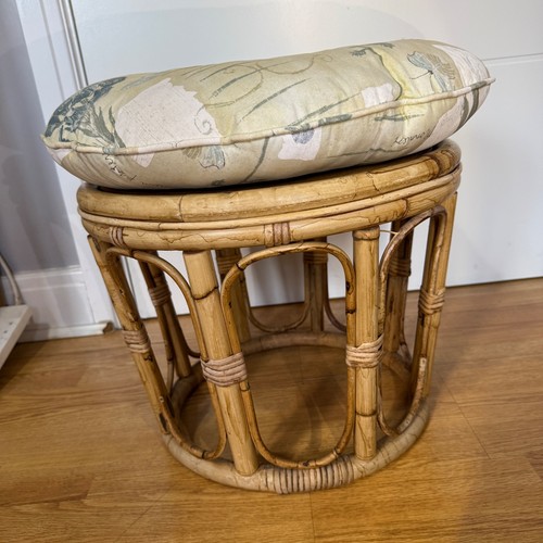 Vintage rattan ottoman stool - vintage,
