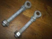 2 Gate Bolts. 20mm EYE 200mm LONG - 150mm ADJUSTABLE THREAD. HEAVY STEEL HINGE
