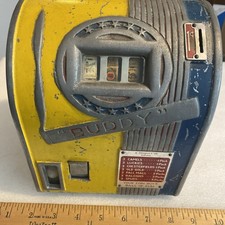 VINTAGE DAVAL BUDDY PENNY TRADE STIMULATOR GUMBALL VENDOR CIGARETTE SLOT MACHINE