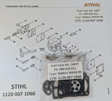 Stihl 009 010 011 Chainsaw Walbro WA-56 WA-99 Carb Kit: Stihl: 1120 007 1060