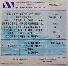 Status Quo Ticket Birmingham NEC 26/05/1982 EX