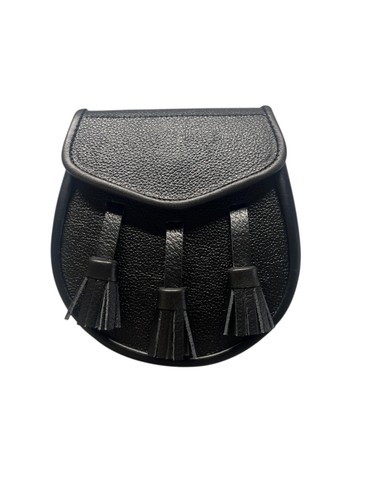 Mens black leather - leather, sporran