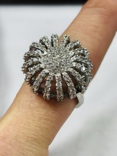 TJC big silver ring with white zircons UK size T never worn